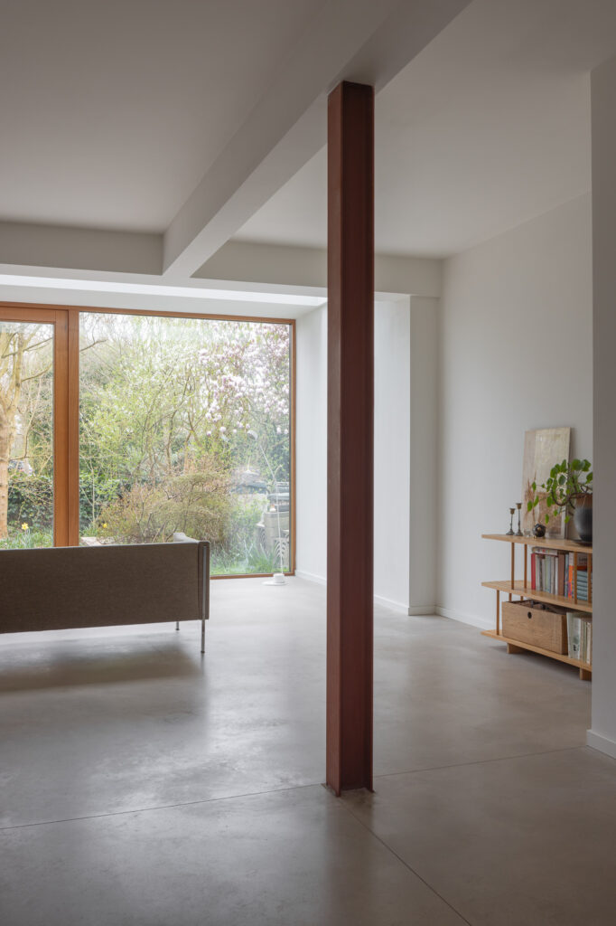 red-column-on-exposed-concrete-floors